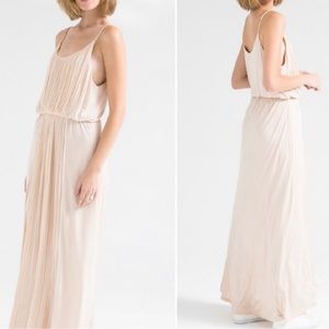Mango Pleated Maxi Dress Size M Nude Blush